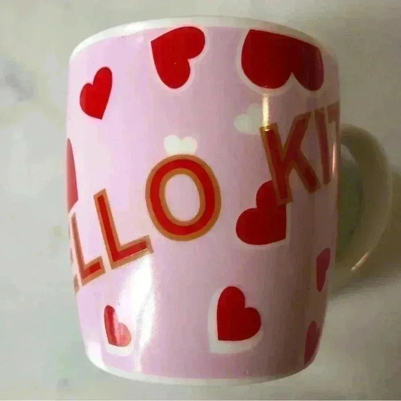 RARE Sanrio Hello Kitty 2010 hearts pattern mug set, made in Japan - Picture 7 of 10